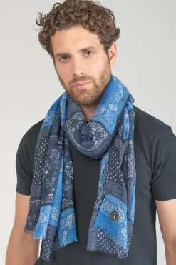 Homme Le Temps des Cerises Écharpes & Foulards-Foulard Brite A Motif Cachemire Bleu