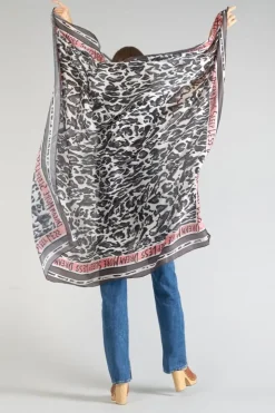 Femme Le Temps des Cerises Écharpes & Foulards-Foulard Marinna A Motif Leopard