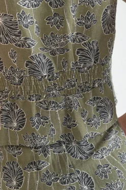 Femme Le Temps des Cerises Tops-Gilet Gish Kaki A Motif Fleuri