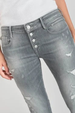 Femme Le Temps des Cerises Coupe Skinny-Goudes Power Skinny 7/8Eme Jeans Destroy Gris N°3