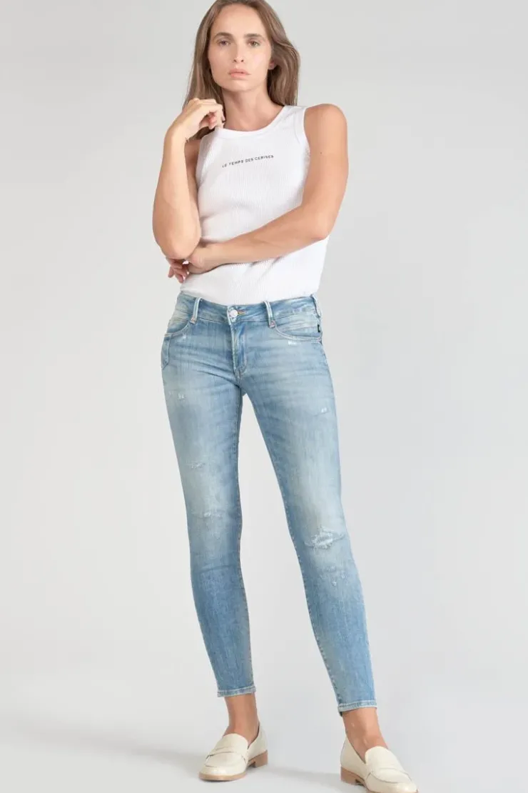 Femme Le Temps des Cerises Coupe Slim-Jako Pulp Slim 7/8Eme Jeans Destroy Bleu N°4