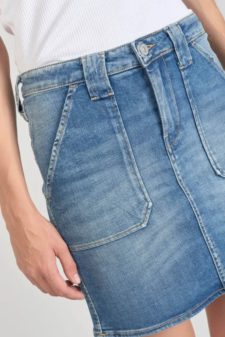 Femme Le Temps des Cerises Jupes & Shorts-Jupe Cary En Jeans Bleu Delave