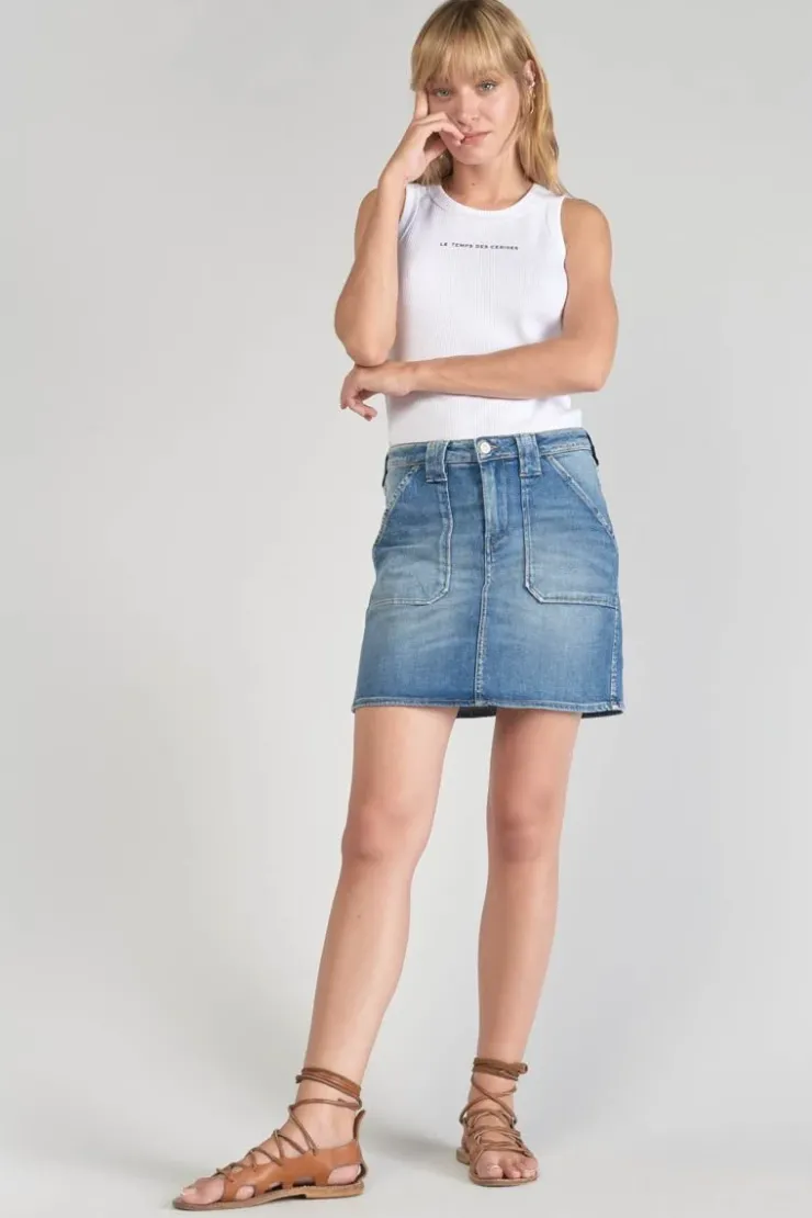 Femme Le Temps des Cerises Jupes & Shorts-Jupe Cary En Jeans Bleu Delave