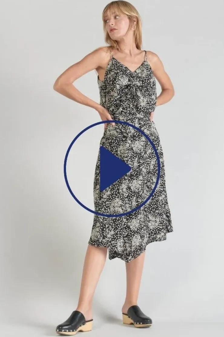 Femme Le Temps des Cerises Shorts & Jupes-Jupe Longue Cassand A Motif Fleuri Noir Et Blanc