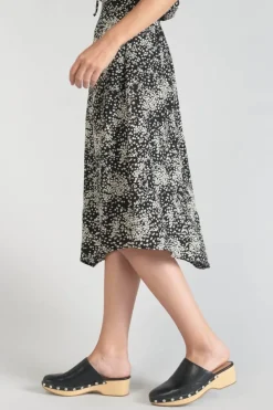 Femme Le Temps des Cerises Shorts & Jupes-Jupe Longue Cassand A Motif Fleuri Noir Et Blanc