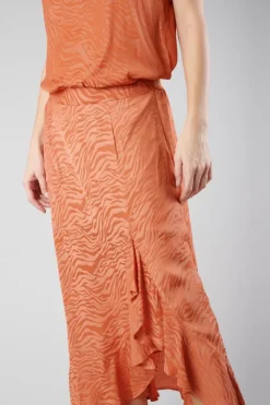 Femme Le Temps des Cerises Shorts & Jupes-Jupe Longue Gino En Jacquard Zebre Orange Corail