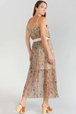 Femme Le Temps des Cerises Shorts & Jupes-Jupe Longue Ran Doree A Motif Fleuri