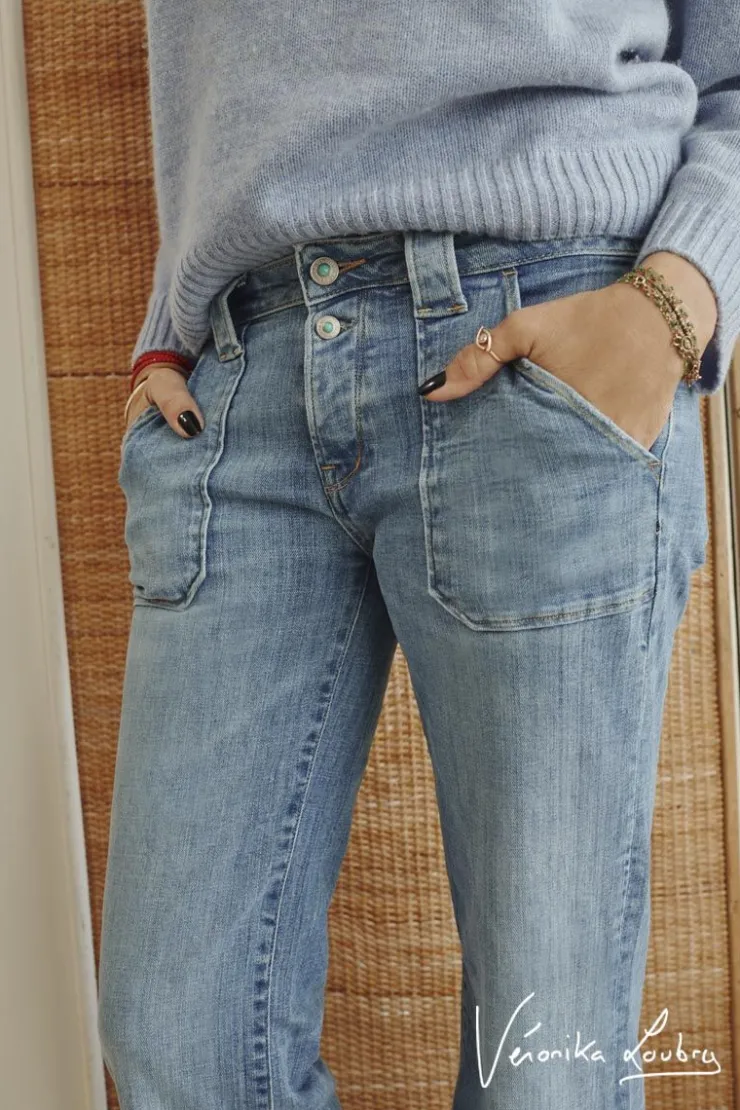 Femme Le Temps des Cerises Coupe Flare / Bootcut-Marcel Flare By Veronika Loubry Jeans Bleu N°4