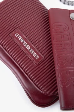 Femme Le Temps des Cerises Sacs & Portefeuilles-Mini Sac A Bandouliere Jade Bordeaux Plisse