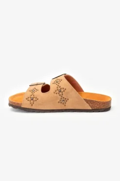 Femme Le Temps des Cerises Chaussures-Mules Cloutees Naomie Beige