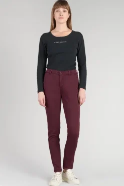 Femme Le Temps des Cerises Pantalons & Chinos-Pantalon Chino Dyli4 Lie De Vin