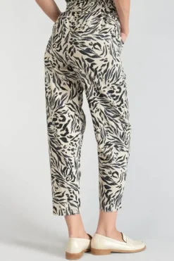 Femme Le Temps des Cerises Pantalons & Chinos-Pantalon En Lin Melange Rida A Motif Animalier
