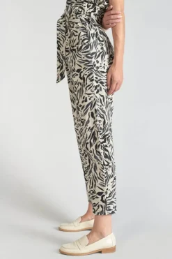 Femme Le Temps des Cerises Pantalons & Chinos-Pantalon En Lin Melange Rida A Motif Animalier