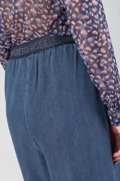 Femme Le Temps des Cerises Pantalons & Chinos-Pantalon Fluide Jane En Tencel Bleu Denim