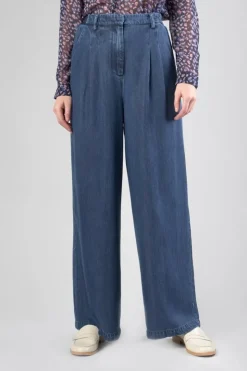 Femme Le Temps des Cerises Pantalons & Chinos-Pantalon Fluide Jane En Tencel Bleu Denim