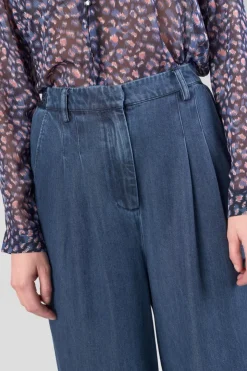 Femme Le Temps des Cerises Pantalons & Chinos-Pantalon Fluide Jane En Tencel Bleu Denim