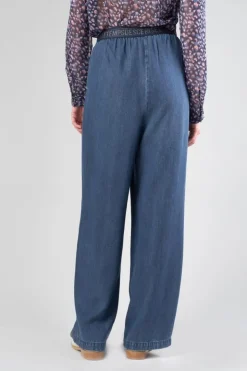 Femme Le Temps des Cerises Pantalons & Chinos-Pantalon Fluide Jane En Tencel Bleu Denim