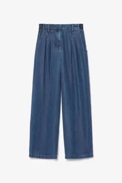 Femme Le Temps des Cerises Pantalons & Chinos-Pantalon Fluide Jane En Tencel Bleu Denim