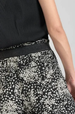 Femme Le Temps des Cerises Pantalons & Chinos-Pantalon Fluide Luisa A Motif Fleuri Noir Et Blanc