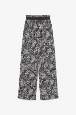 Femme Le Temps des Cerises Pantalons & Chinos-Pantalon Fluide Luisa A Motif Fleuri Noir Et Blanc