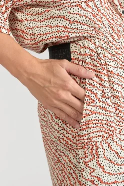 Femme Le Temps des Cerises Pantalons & Chinos-Pantalon Fluide Yesa A Motif Orange Et Noir