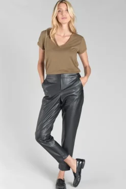 Femme Le Temps des Cerises Pantalons & Chinos-Pantalon Mineta En Simili Cuir Noir