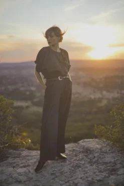 Femme Le Temps des Cerises Pantalons & Chinos-Pantalon Moretz Noir Irise