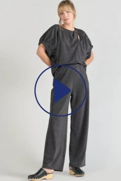 Femme Le Temps des Cerises Pantalons & Chinos-Pantalon Moretz Noir Irise