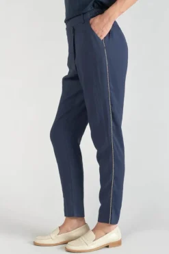 Femme Le Temps des Cerises Pantalons & Chinos-Pantalon Reydel Bleu Marine A Fermeture Asymetrique