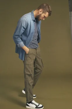 Homme Le Temps des Cerises Pantalons & Chinos-Pantalon Treillis Sami Kaki