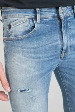 Homme Le Temps des Cerises Coupe Skinny-Power Skinny 7/8Eme Jeans Destroy Bleu N°4