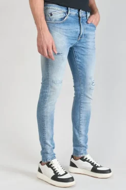 Homme Le Temps des Cerises Coupe Skinny-Power Skinny 7/8Eme Jeans Destroy Bleu N°4