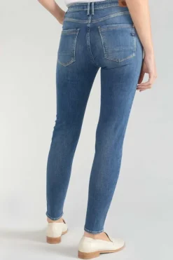 Femme Le Temps des Cerises Coupe Skinny-Power Skinny Taille Haute 7/8Eme Jeans Destroy Bleu N°2