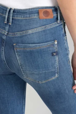 Femme Le Temps des Cerises Coupe Skinny-Power Skinny Taille Haute 7/8Eme Jeans Destroy Bleu N°2