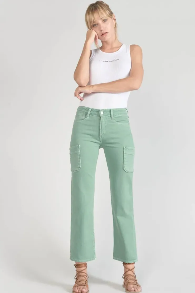 Femme Le Temps des Cerises Coupe Regular-Precieux Taille Haute 7/8Eme Jeans Vert D'Eau
