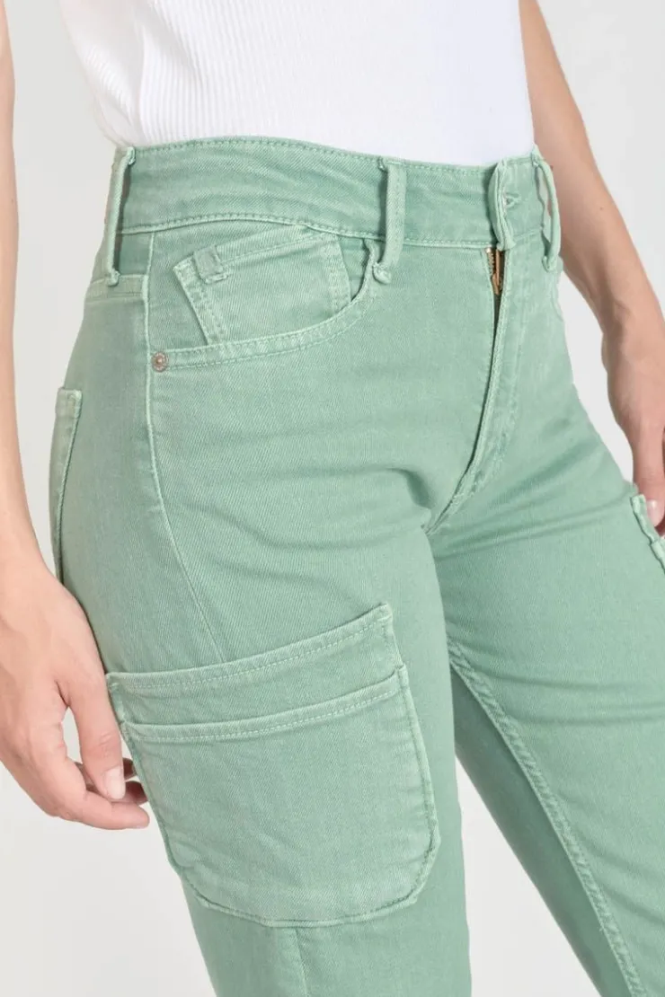 Femme Le Temps des Cerises Coupe Regular-Precieux Taille Haute 7/8Eme Jeans Vert D'Eau