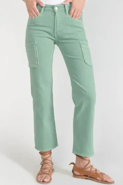 Femme Le Temps des Cerises Coupe Regular-Precieux Taille Haute 7/8Eme Jeans Vert D'Eau