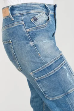 Femme Le Temps des Cerises Coupe Regular-Precieux Taille Haute 7/8Eme Jeans Destroy Bleu N°3