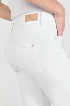 Femme Le Temps des Cerises Coupe Regular-Pricilia Taille Haute 7/8Eme Destroy Jeans Blanc