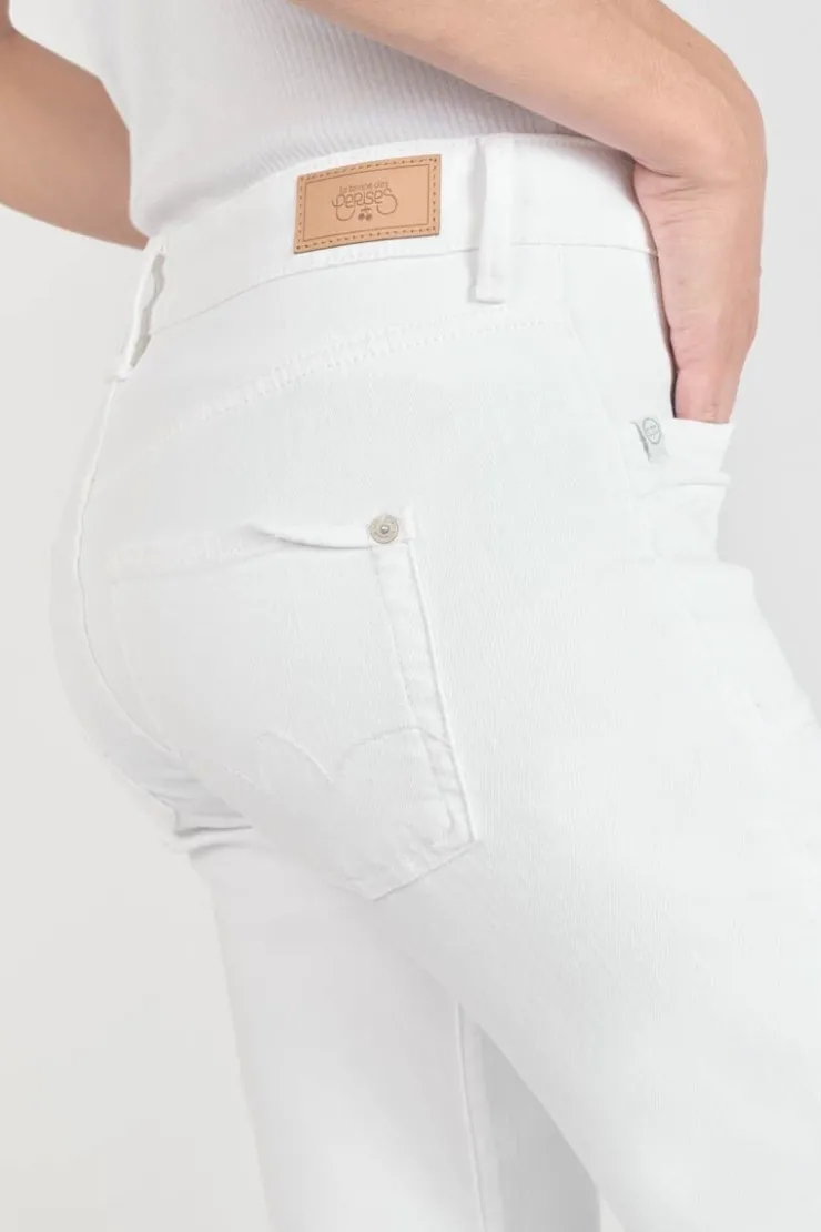 Femme Le Temps des Cerises Coupe Regular-Pricilia Taille Haute 7/8Eme Destroy Jeans Blanc