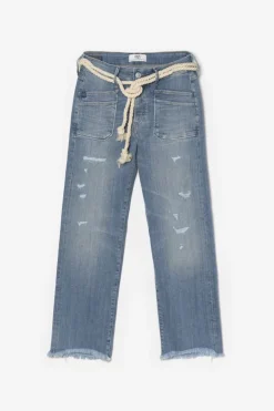 Femme Le Temps des Cerises Coupe Regular-Pricilia Taille Haute 7/8Eme Jeans Destroy Bleu N°4