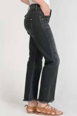 Femme Le Temps des Cerises Coupe Regular-Pricilia Taille Haute 7/8Eme Jeans Destroy Noir N°1