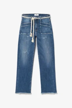 Femme Le Temps des Cerises Coupe Regular-Pricilia Taille Haute 7/8Eme Jeans Destroy Bleu N°2