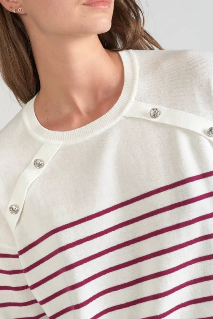 Femme Le Temps des Cerises Pulls & Sweats & Cardigans-Pull Mareva Mariniere Prune