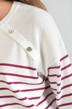 Femme Le Temps des Cerises Pulls & Sweats & Cardigans-Pull Mareva Mariniere Prune