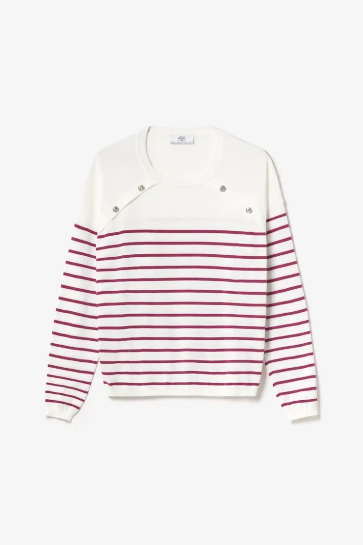 Femme Le Temps des Cerises Pulls & Sweats & Cardigans-Pull Mareva Mariniere Prune