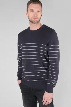 Homme Le Temps des Cerises Pulls & Cardigans-Pull Vogel Bleu Nuit A Rayures