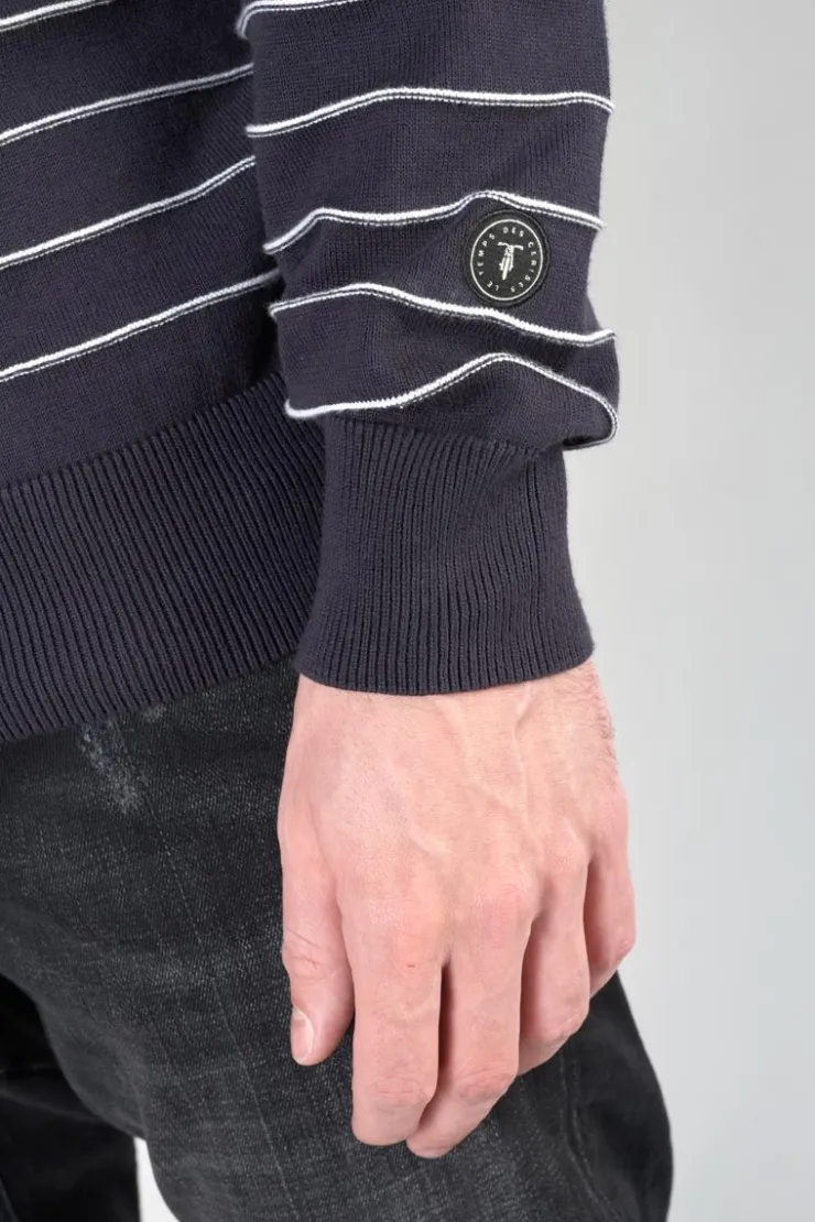 Homme Le Temps des Cerises Pulls & Cardigans-Pull Vogel Bleu Nuit A Rayures