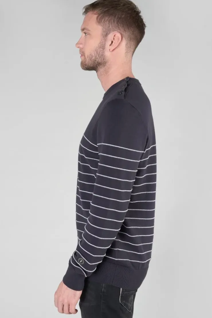 Homme Le Temps des Cerises Pulls & Cardigans-Pull Vogel Bleu Nuit A Rayures