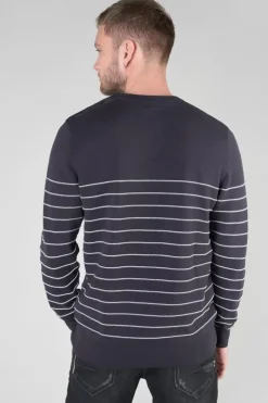 Homme Le Temps des Cerises Pulls & Cardigans-Pull Vogel Bleu Nuit A Rayures